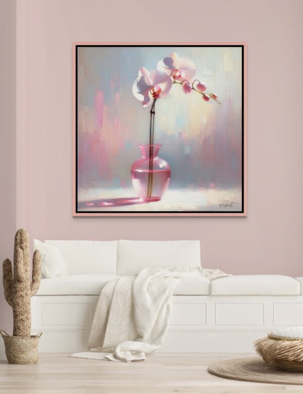 Orchid Pink flowers acrylic 40x40 by Sam Schwartz room