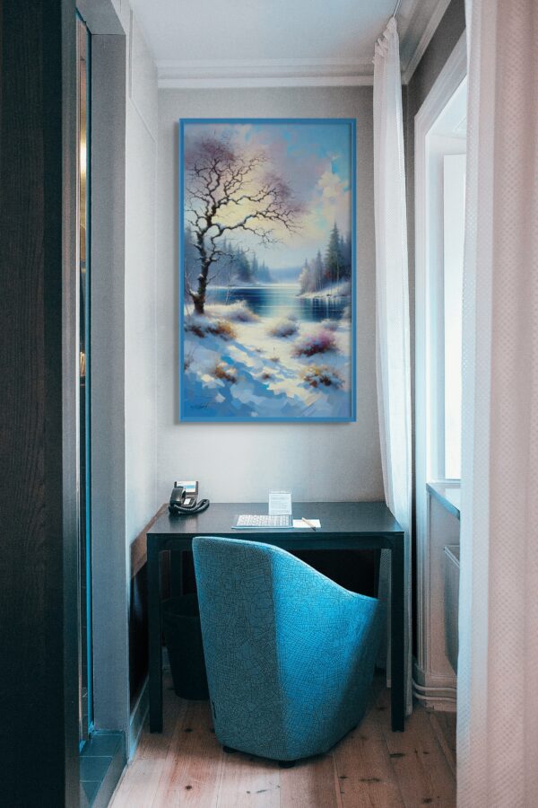 Pastel Winter landscape acrylic 40x70 by Sam Schwartz room