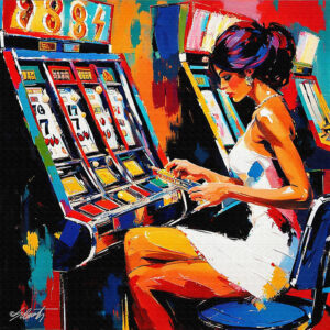 Payout woman acrylic 40x40 by Sam Schwartz