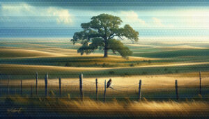 Prairie Tree landscape acrylic 70x40 by Sam Schwartz