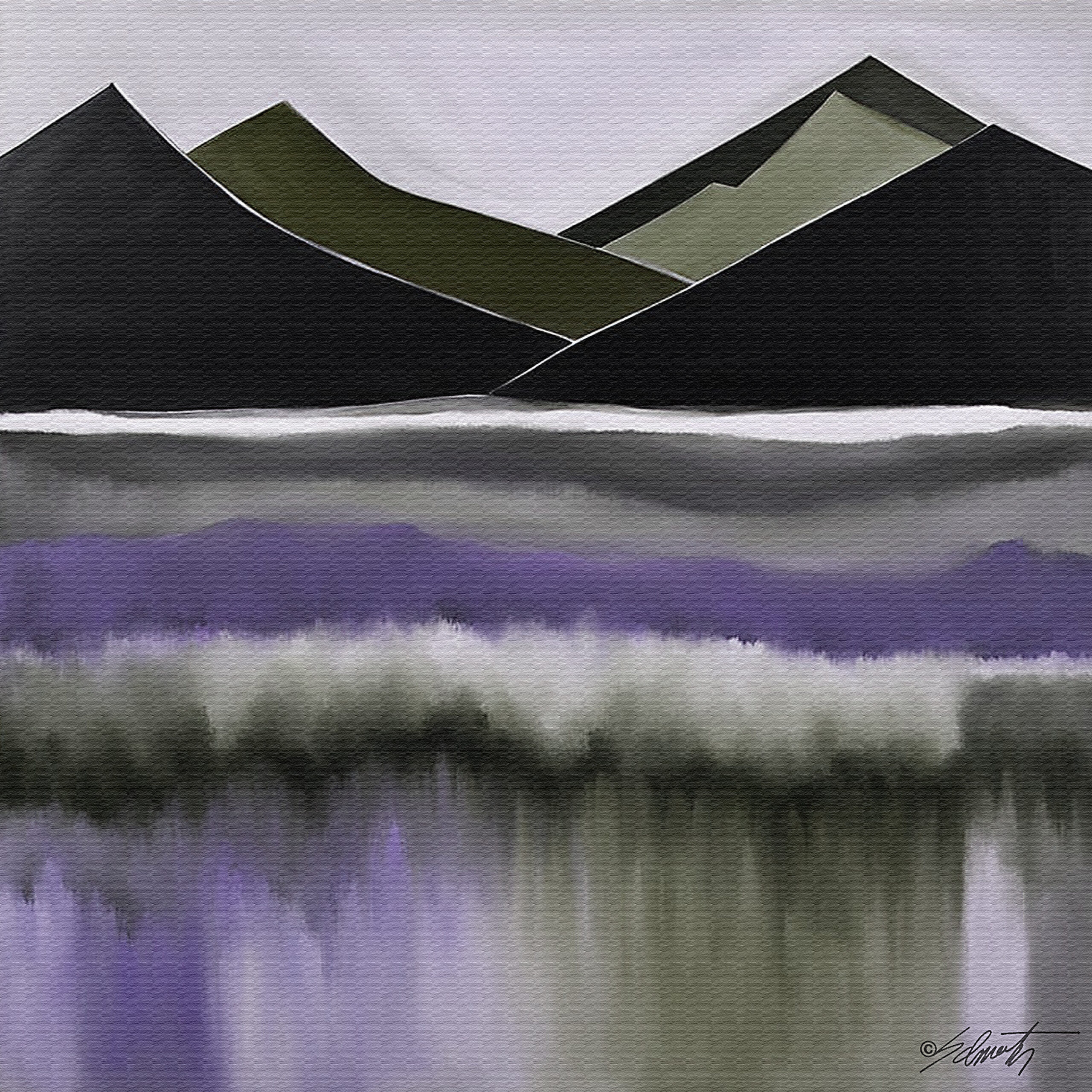 Purple Lake abstract acrylic 40x40 by Sam Schwartz scaled