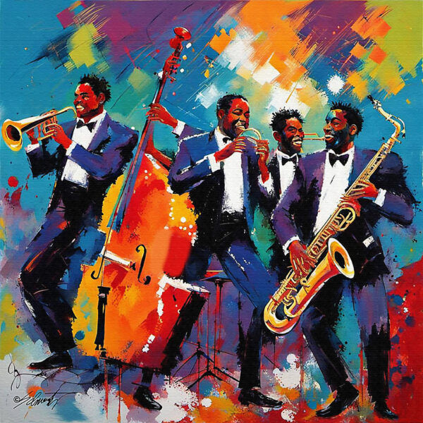 Quartet music acrylic 40x40 by Sam Schwartz