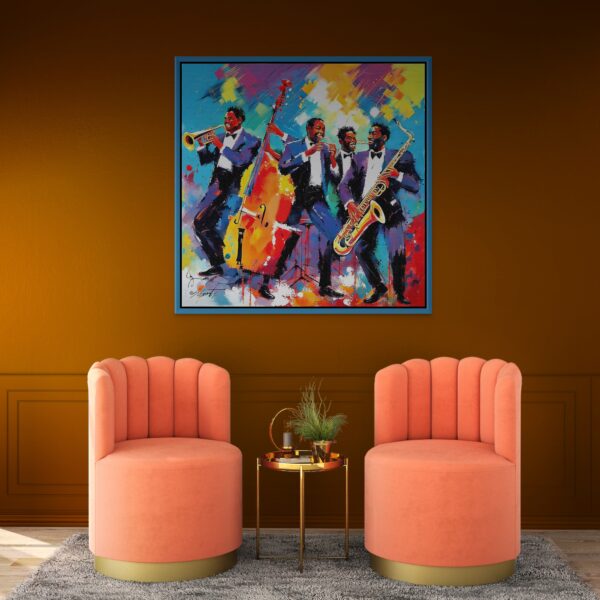 Quartet music acrylic 40x40 by Sam Schwartz room