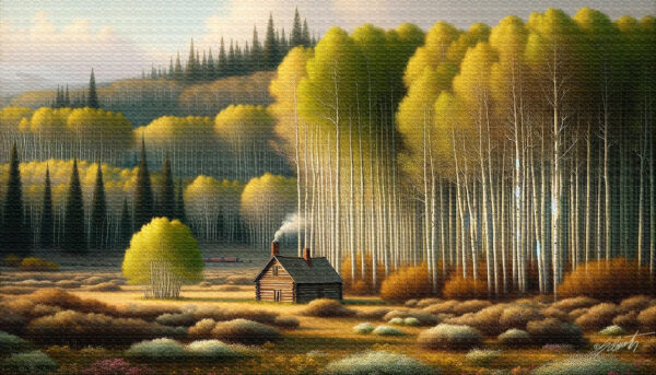 Quiet Field landscape acrylic 70x40 by Sam Schwartz