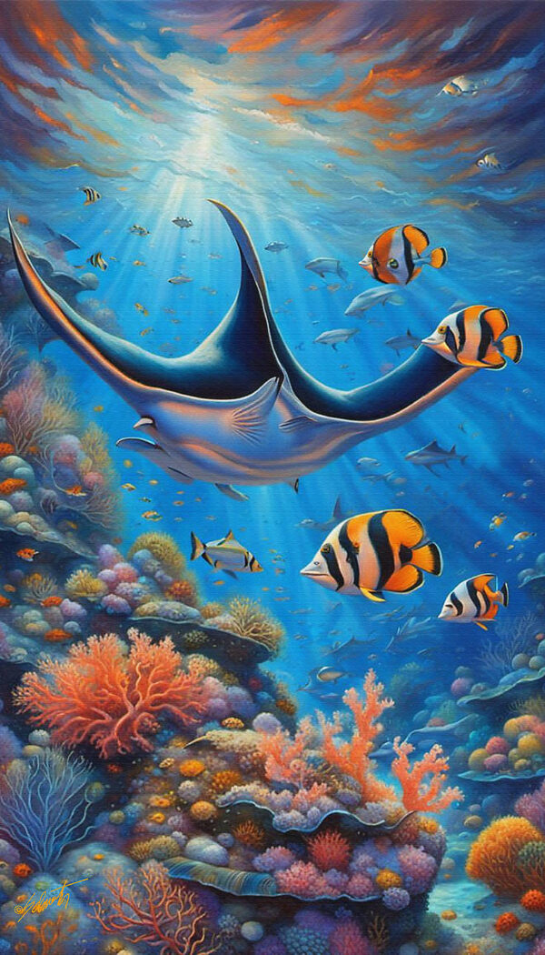 Ray wildlife acrylic 40x70 by Sam Schwartz