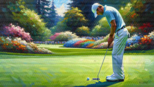 Reading It golf acrylic 70x40 by Sam Schwartz