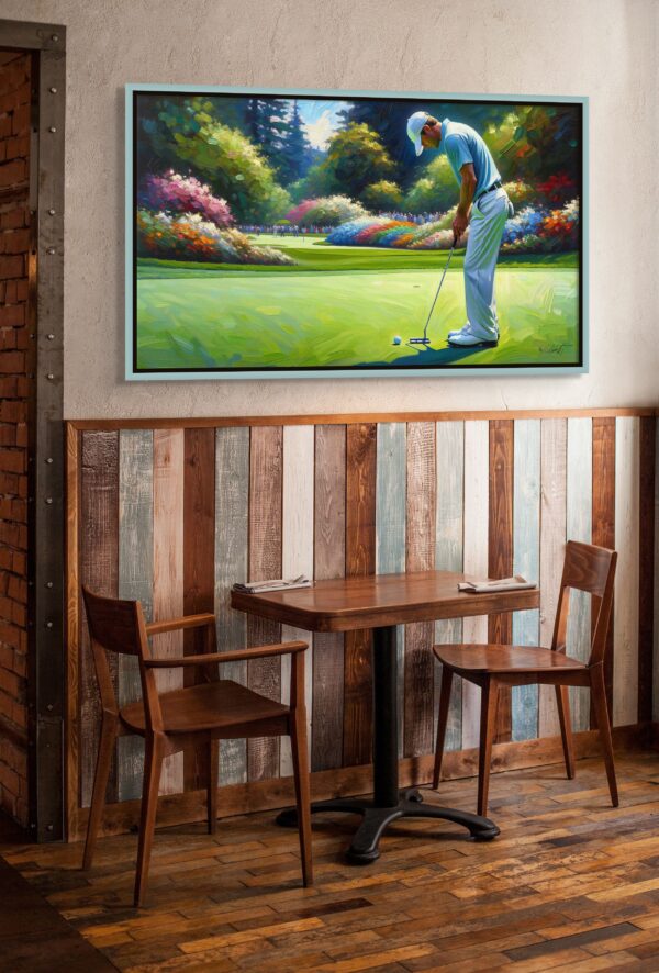 Reading It golf acrylic 70x40 by Sam Schwartz room