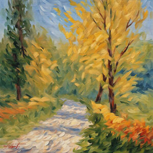 Road Shadows landscape acrylic 40x40 by Sam Schwartz