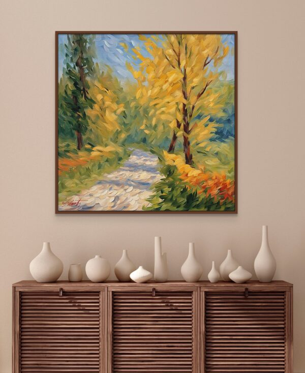 Road Shadows landscape acrylic 40x40 by Sam Schwartz room