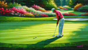 Robbed golf acrylic 70x40 by Sam Schwartz