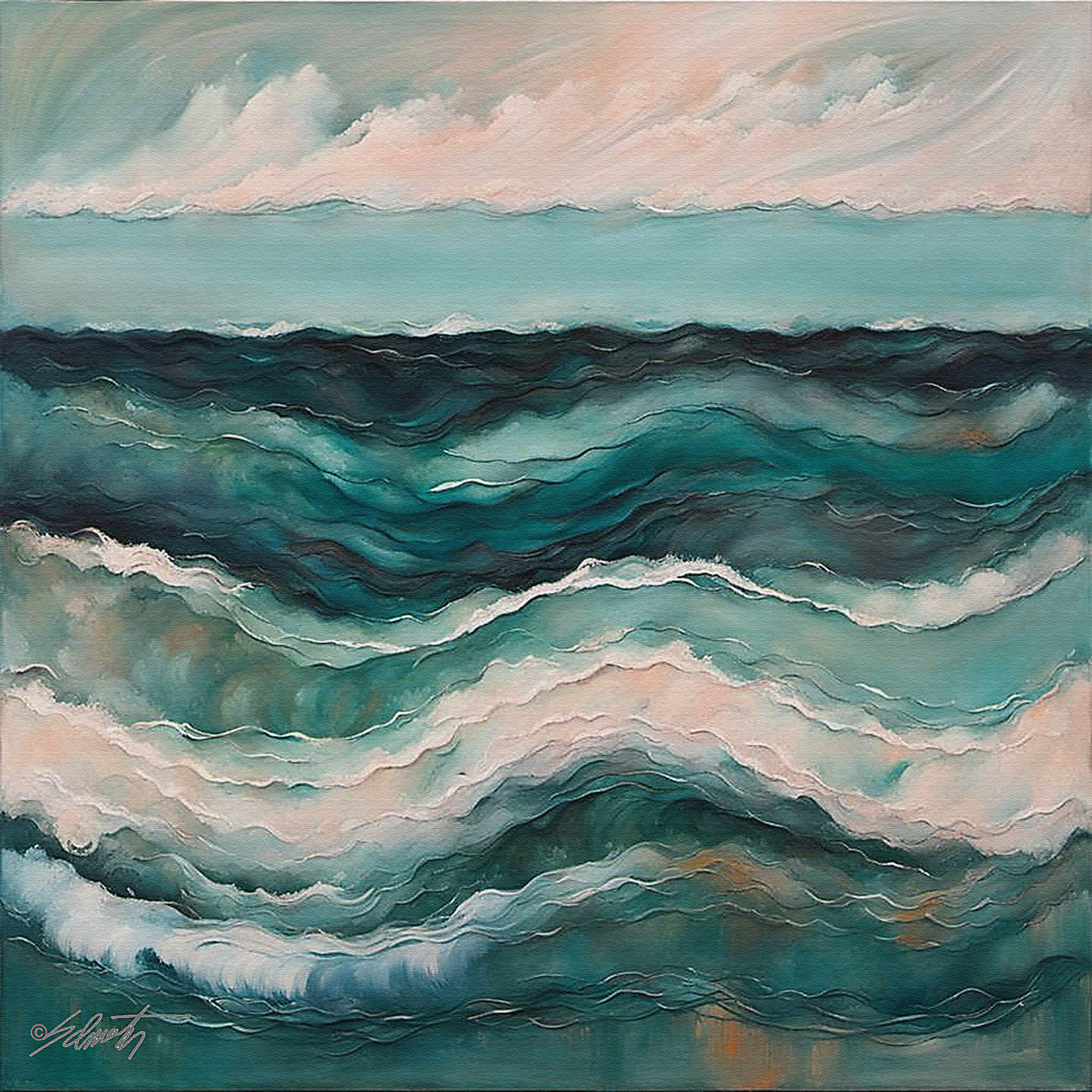 Rough Seas abstract acrylic 40x40 by Sam Schwartz 1 scaled