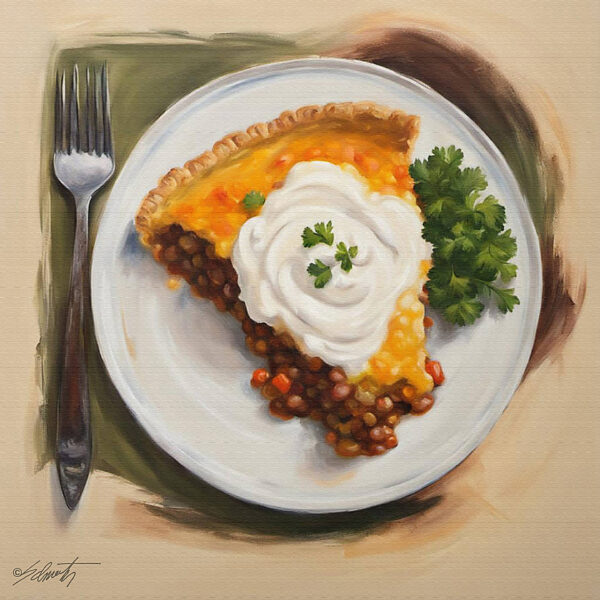 Shepards Slice food acrylic 40x40 by Sam Schwartz