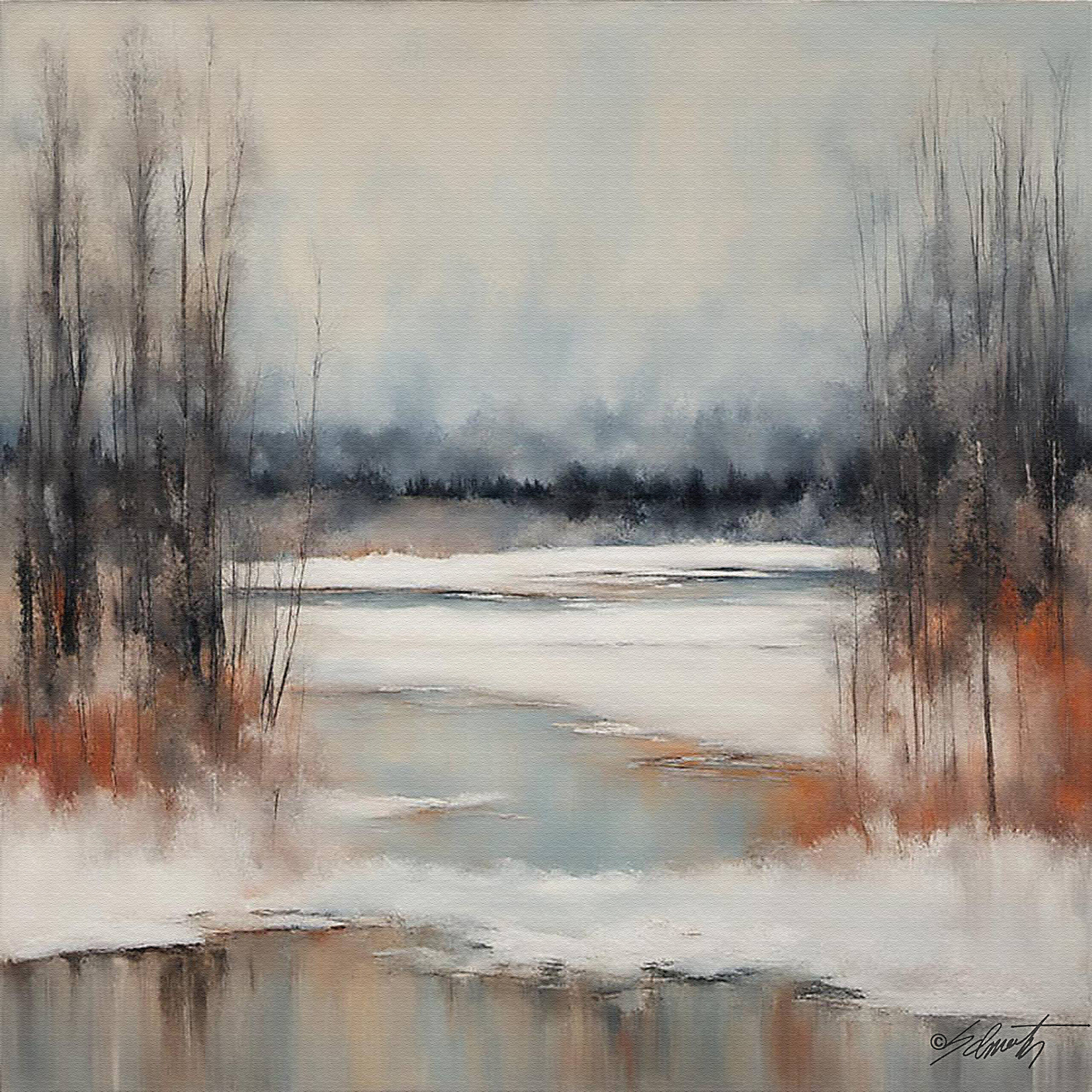 Snow Lake abstract acrylic 40x40 by Sam Schwartz scaled