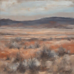 Soft Dessert landscape acrylic 40x40 by Sam Schwartz