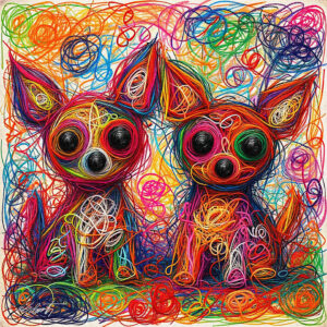 String Puppies dogs acrylic 40x40 by Sam Schwartz (1)