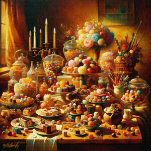 Sweet Obsession food acrylic 40x40 by Sam Schwartz