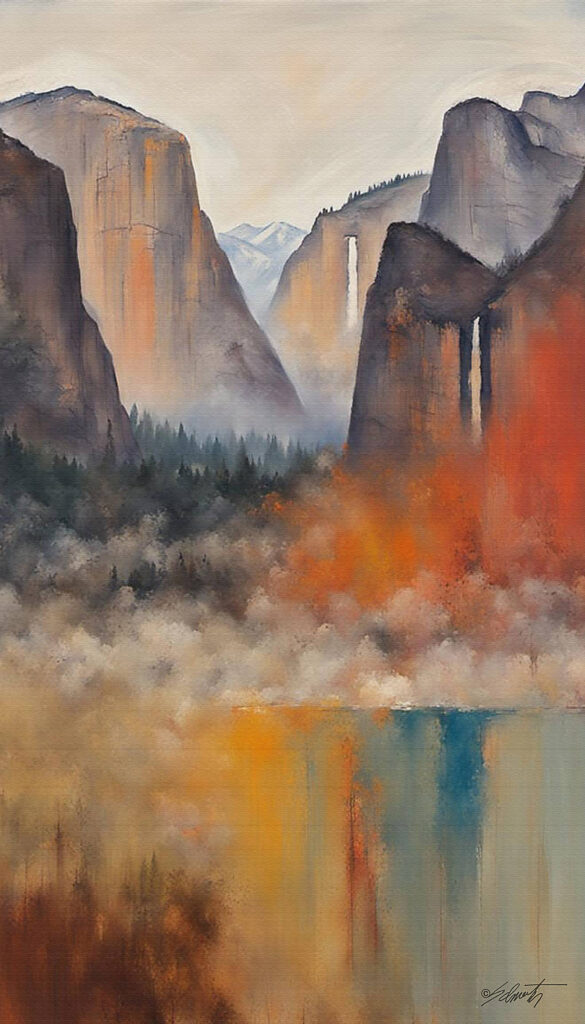 Tall Valley landscape acrylic 40x70 by Sam Schwartz