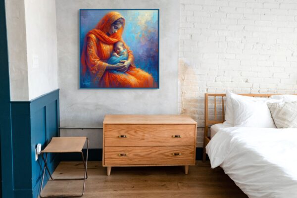 Tangerine woman acrylic 40x40 by Sam Schwartz room