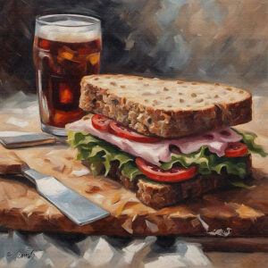 The Works food acrylic 40x40 by Sam Schwartz