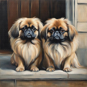 Thing1 Thing2 dogs acrylic 40x40 by Sam Schwartz