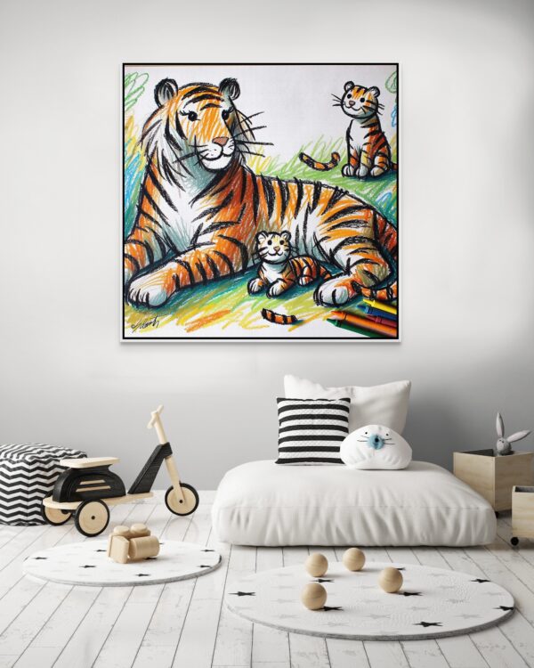 Tiger Cubs kids acrylic 40x40 by Sam Schwartz room