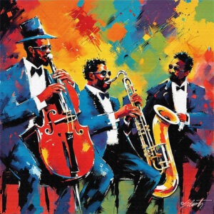 Trio music acrylic 40x40 by Sam Schwartz