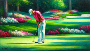 Up In golf acrylic 70x40 by Sam Schwartz