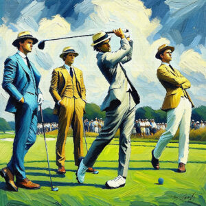 Vintage College golf acrylic 40x40 by Sam Schwartz
