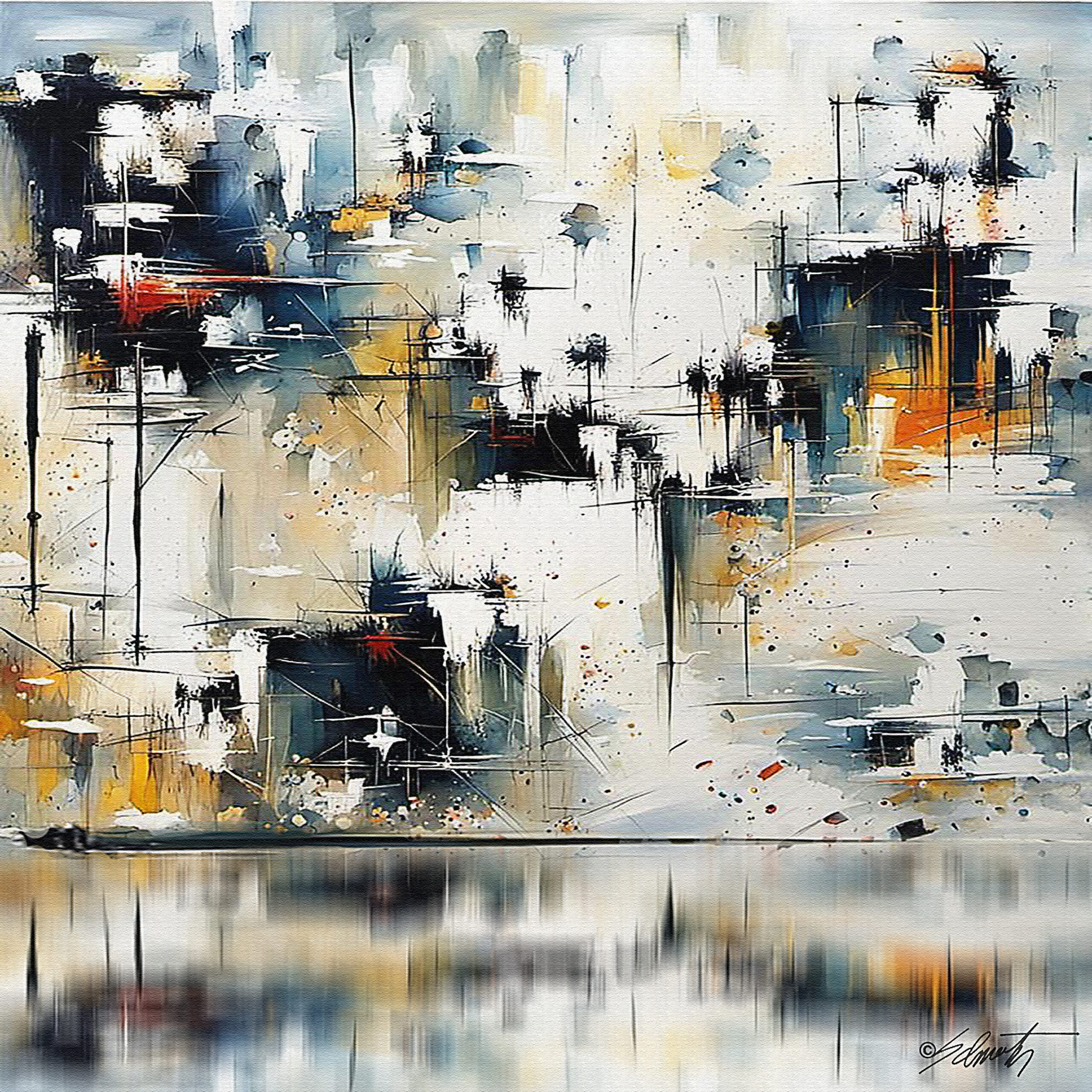 Windows abstract acrylic 40x40 by Sam Schwartz scaled