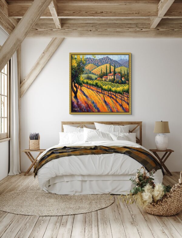 Wine Villa landscape acrylic 40x40 by Sam Schwartz room