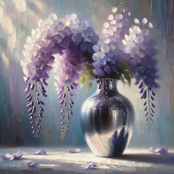 Wisty flowers acrylic 40x40 by Sam Schwartz