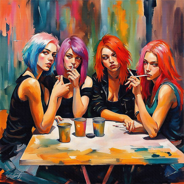 Groups Girls3 24x24 acrylic by Sam Schwartz