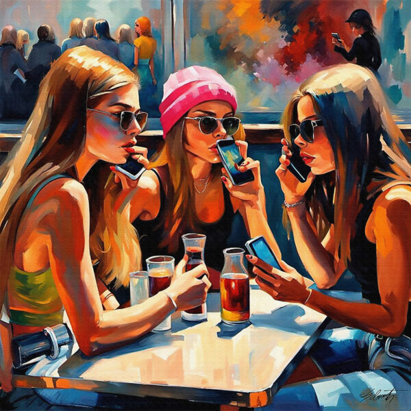 Groups Girls4 24x24 acrylic by Sam Schwartz