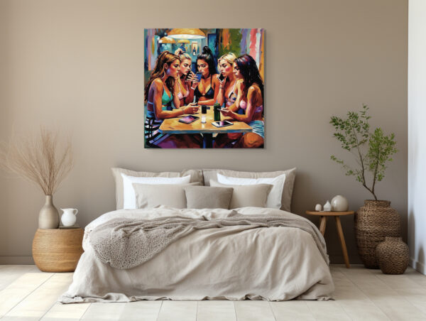 Groups Girls8 24x24 acrylic by Sam Schwartz room