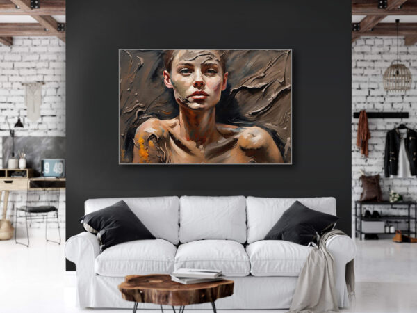 Mud Study Women11 30x20 acrylic by Sam Schwartz room