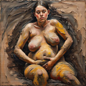 Mud Study Women14 24x24 acrylic by Sam Schwartz