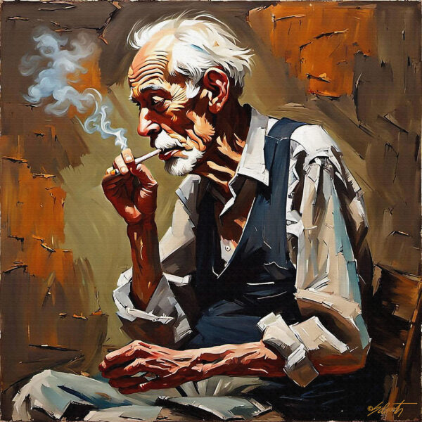 Senior Man2 24x24 acrylic by Sam Schwartz