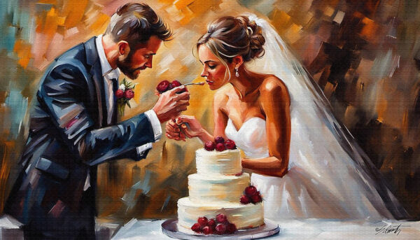 Wedding Cake weddings acrylic 70x40 by Sam Schwartz