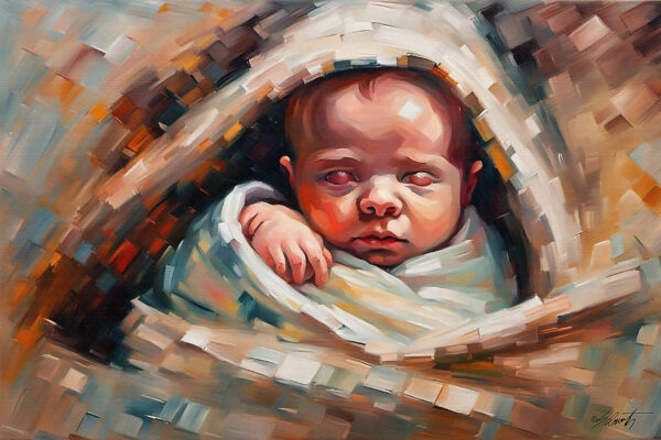 new born babies3 30x20 acrylic by Sam Schwartz