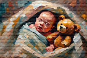 new born babies5 30x20 acrylic by Sam Schwartz