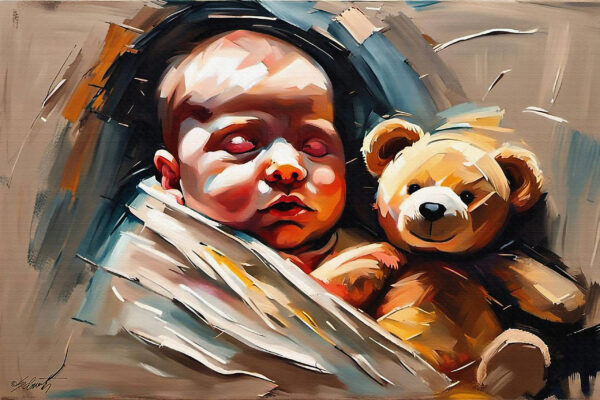 new born babies 30x20 acrylic by Sam Schwartz