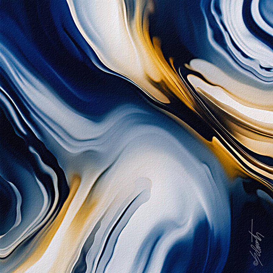 Blue Gold Horizon Watercolor 24x24 by Sam Schwartz