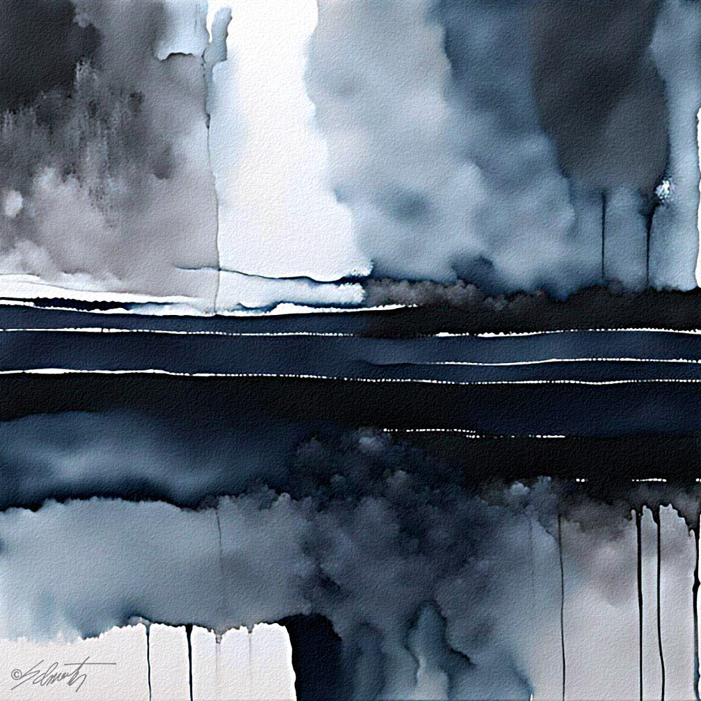 Blue Gravity Watercolor 24x24 by Sam Schwartz