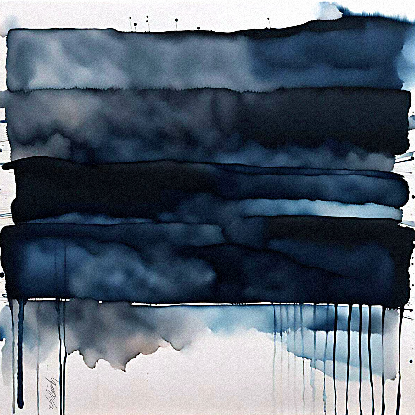 Blue Roth Watercolor 24x24 by Sam Schwartz