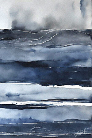 Blue Water Watercolor 20x30 by Sam Schwartz