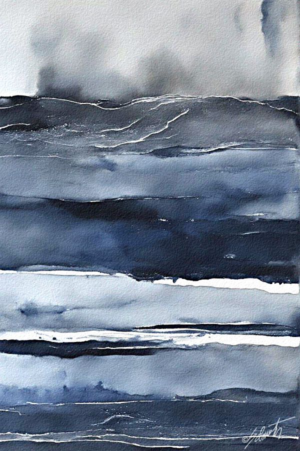 Blue Water Watercolor 20x30 by Sam Schwartz