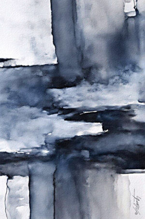 Blue Yinyang Watercolor 20x30 by Sam Schwartz