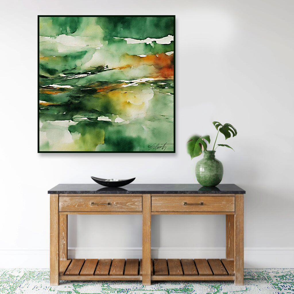 Camo Watercolor 24x24 by Sam Schwartz room