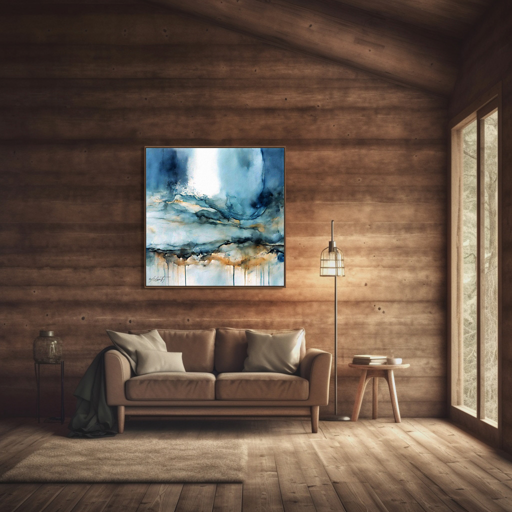 Chaos Watercolor 24x24 by Sam Schwartz room