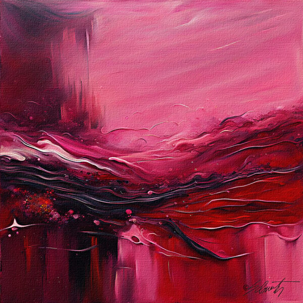 Crimson Smudge Acrylic 24x24 by Sam Schwartz